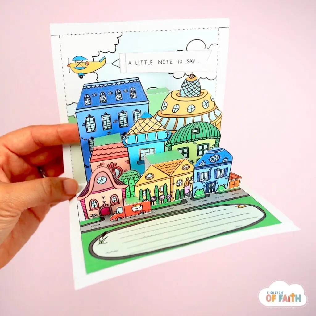 Pop-up card city scene craft
